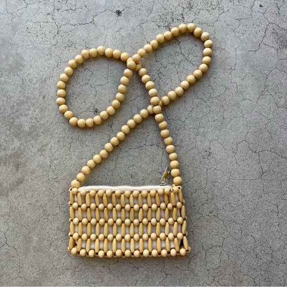 Wooden Beaded Boho Mini crossbody bag a new day preloved hippie boho chic - Picture 3 of 5